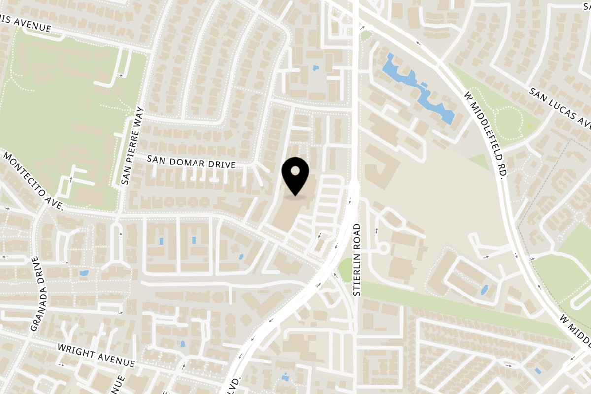 Map showing the location of Big Bites Vietnamese Eatery on 570 N Shoreline Blvd in Mountain View